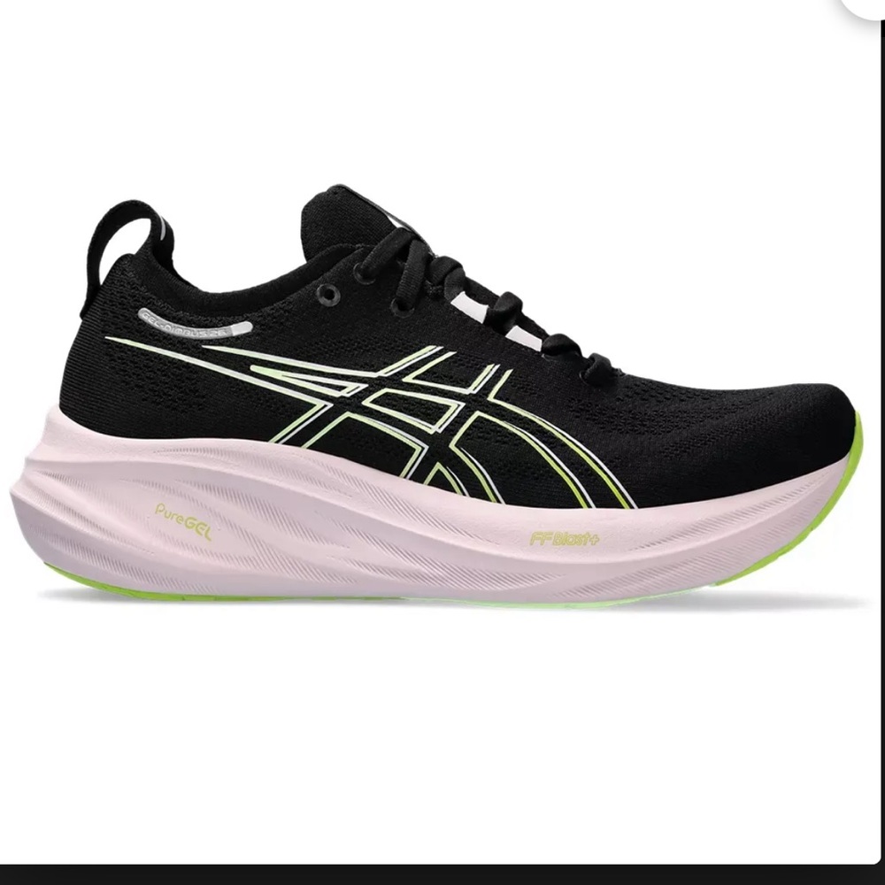 Women's ASICS Gel Nimbus 26 'Black Neon Lime Running Shoes Size 10.5